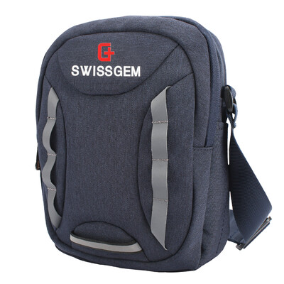 

SVVISSGEM shoulder bag business casual Messenger bag vertical section men&women leisure sports 79 inch iPad mini flat package outdoor travel bag SA-9934C dark blue