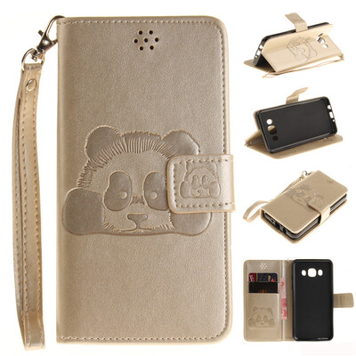 

Gold Panda Style Embossing Classic Flip Cover with Stand Function and Credit Card Slot for SAMSUNG GALAXY J5 2016/J510
