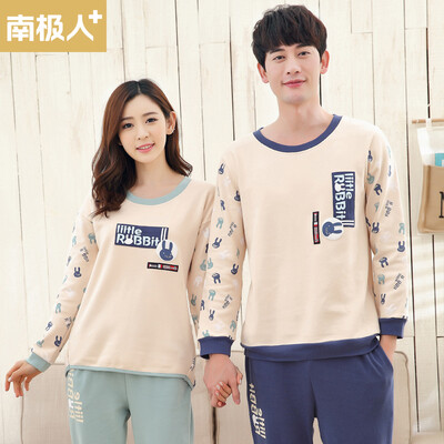 

Antarctic couples pajamas cotton casual autumn bunny long-sleeved home service T-QL3096 male models dark blue XL code