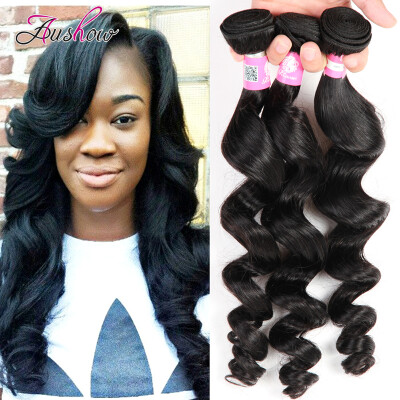 

Aushow hair Malaysian Loose Wave Bundles 3 Piece 100 Human Hair Extension Natural Color Hair Weft Free ShippingNo shedding