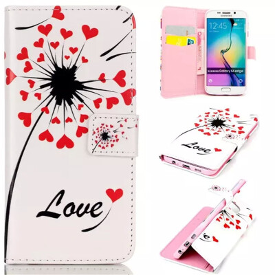 

Love heart dandelion Design PU Leather Flip Cover Wallet Card Holder Case for SAMSUNG GALAXY S6 Edge