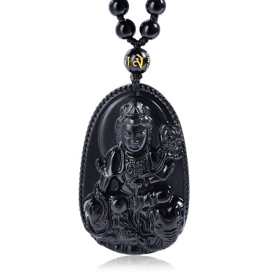 

JIANDAN Рendant Avalokitesvara of obsidian, talisman (including certificate