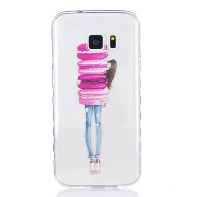 

Girl holding cake Pattern Soft Thin TPU Rubber Silicone Gel Case Cover for SAMSUNG GALAXY S7