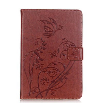 

Brown Flower Design PU Leather Flip Cover Wallet Card Holder Case for IPAD MINI4