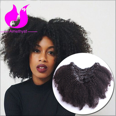 

Amethyst Top Fashion Afro Kinky Curly Clip In Hair 120g/Set Full Head Afro Curly Clip In Human hair Extensions For Black Women