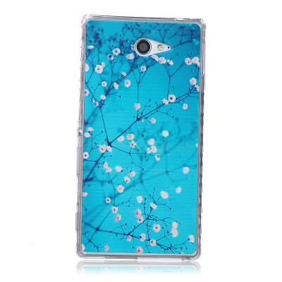 

Plum blossom Pattern Soft Thin TPU Rubber Silicone Gel Case Cover for SONY Xperia M2