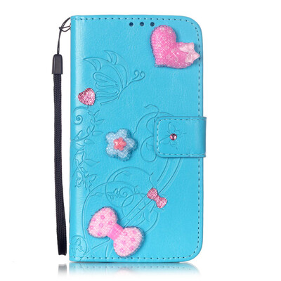 

Blue Flower Design PU Leather Flip Cover Wallet Card Holder Case for IPOD TOUCH 5 6