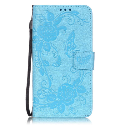 

Blue Butterfly Design PU Leather Flip Cover Wallet Card Holder Case for SAMSUNG G530