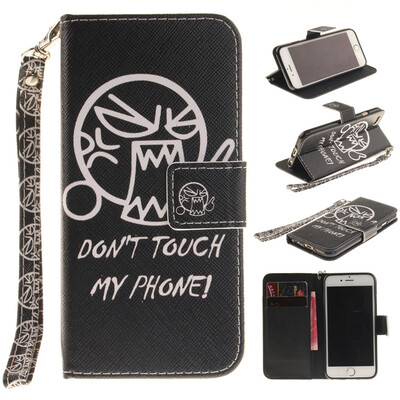 

Do not touch me Design PU Leather Flip Cover Wallet Card Holder Case for IPHONE 6/6S
