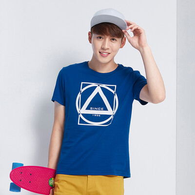 

Semir short body T-shirt short-sleeved T-shirt summer men's semi-sleeved round neck trend cotton 19216001903 Chinese blue L