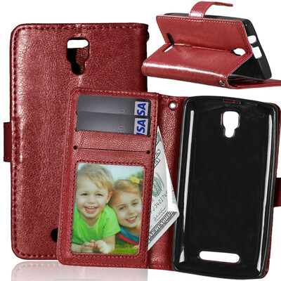 

Brown Style Classic Flip Cover with Stand Function and Credit Card Slot for Lenovo A6000