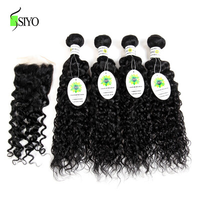 

Mongolian Human Hair 4 Bundles and Closure 7A Unprocessed Mongolian Water Wave With Closure Mongolian Virgin Hair With Closure