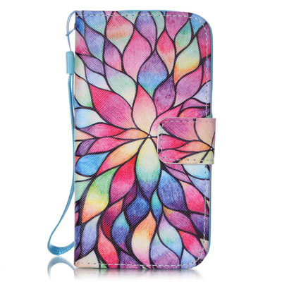 

Colorful Flowers Design PU Leather Flip Cover Wallet Card Holder Case for LG K4