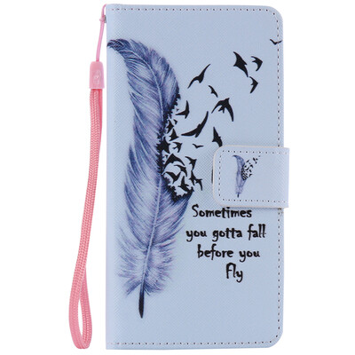 

Blue Feather Design Кожа PU откидной крышки Кошелек Карты Держатель чехол для SONY M2