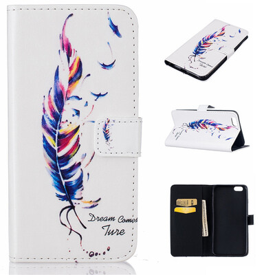 

Blue plumes Design PU Leather Flip Cover Wallet Card Holder Case for IPHONE 6 PLUS6S PLUS