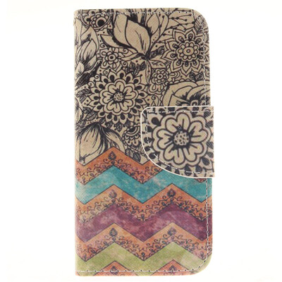 

Wave flower Design PU Leather Flip Cover Wallet Card Holder Case for IPHONE 5C