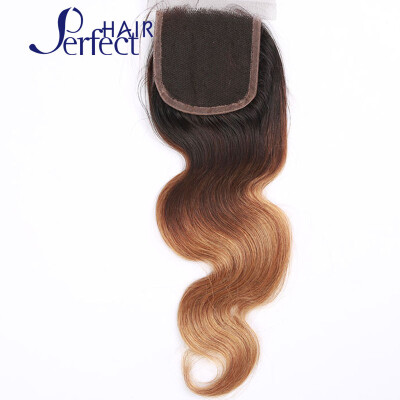 

Ombre Brazilian Virgin Hair With Closure #1b/4/27 Unprocessed Human Virgin Hair Lace Closure free/three/middle Part 4*4 Closure