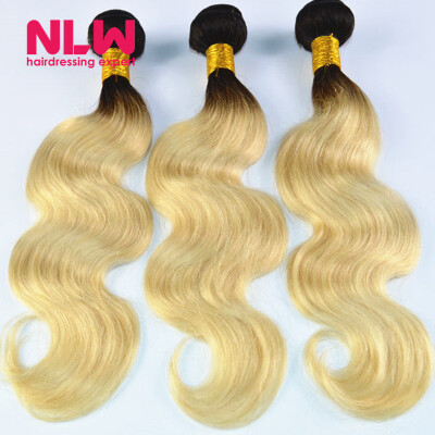 

NLW 10A Brazilian virgin human hair 3 bundles Body wave hair extensions Ombre T1B613 Hair color