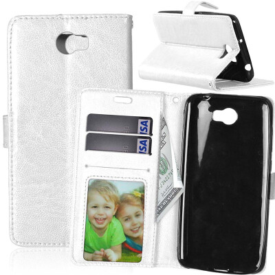 

White Style Classic Flip Cover with Stand Function and Credit Card Slot for HUAWEI Y5 II