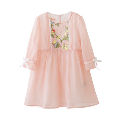 

Fragrance Flordeer French Kids Girls Dress Chiffon Embroidered Skirt Princess Dress F71012 Pink 130