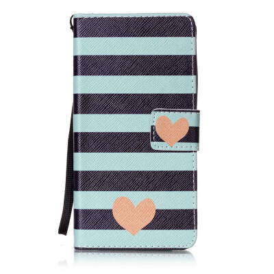 

Blue Stripes Design PU Leather Flip Cover Wallet Card Holder Case for Huawei Honor 7