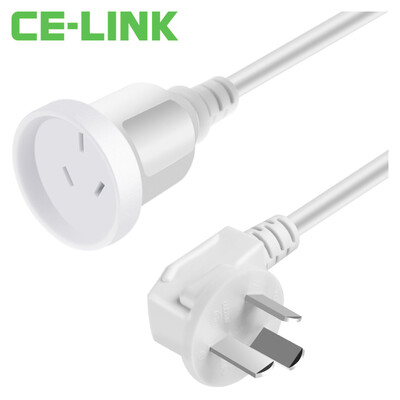 

CE-LINK 2682 3 plug 16A male head turn 10A female power extension cord 1 m copper wire core high power three plug male turn female air conditioning insert cable elbow white