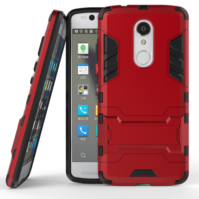 

Red Slim Robot Armor Kickstand Shockproof Hard Rugged Rubber Back Case For ZTE AXON 7 Mini