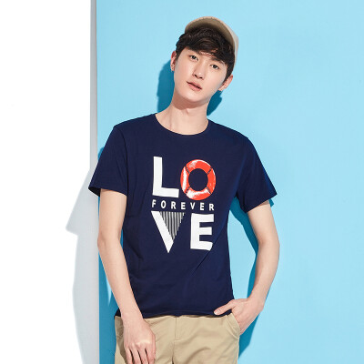 

Semir T-shirt men's cotton simple casual hit color printing short-sleeved T-shirt 12216001026 black