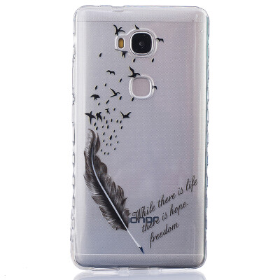 

Feathers and birds Pattern Soft Thin TPU Rubber Silicone Gel Case Cover for HUAWEI Honor 5X