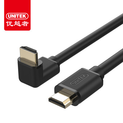 

(UNITEK) Y-C198 HDMI с высокой разрешающей способностью версия 1.4 90-градусный локоть-интерфейс большая сторона 1 м вне поддержка 4K HD 3D телевизор приставка для передачи данных черный