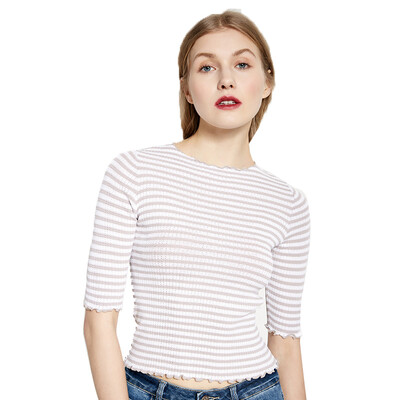 

UR Women&39s elegant Slim was thin round collar wild warm knit T-shirt WE40R9BN2000 shallow card