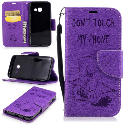 

Purple Bear Style Embossing Classic Flip Cover with Stand Function and Credit Card Slot for SAMSUNG Galaxy A3 2017/A320