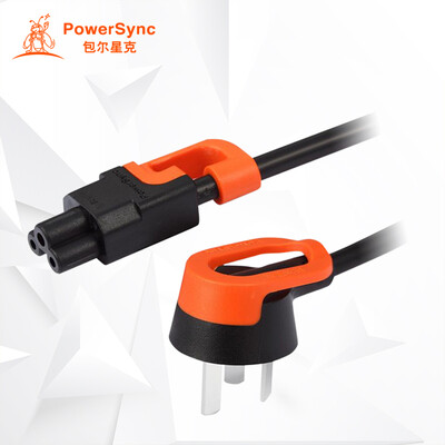 

PowerSync MPCMTA0050 power cord black with orange anti-roll 90 degrees three plug 180 degree mouse tail