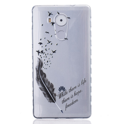 

Feathers&birds Pattern Soft Thin TPU Rubber Silicone Gel Case Cover for HUAWEI Mate 8
