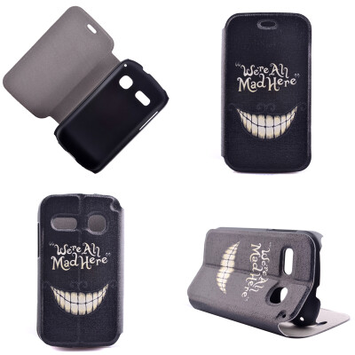 

Smiling Teeth Design PU Leather Flip Cover Wallet Card Holder Case for Alcatel One Touch Pop C3