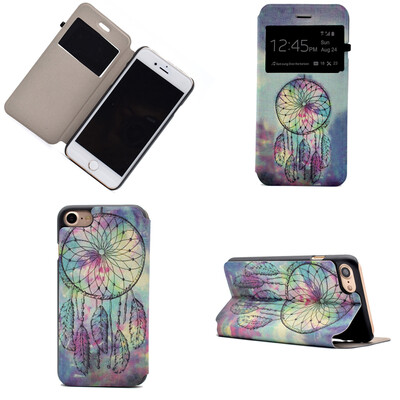 

Pink Dreamcatcher Design PU Leather Flip Cover Wallet Card Holder Case for Apple iPhone 7