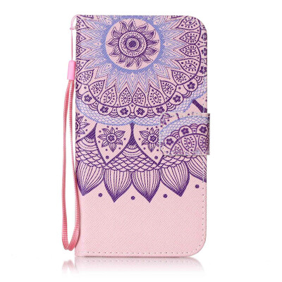 

Purple Sunflower Design PU Leather Flip Cover Wallet Card Holder Case for LG K10