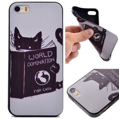 

Cat Pattern Soft Thin TPU Rubber Silicone Gel Case Cover for IPHONE 5/5S/5SE