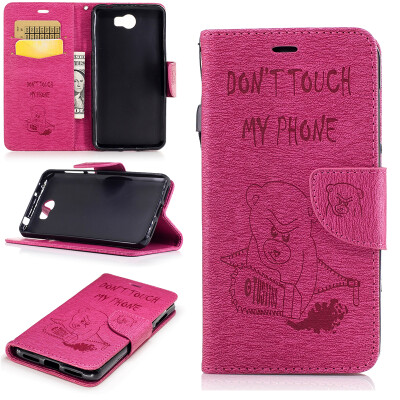 

Rose Bear Style Embossing Classic Flip Cover with Stand Function and Credit Card Slot for Huawei Y5 II