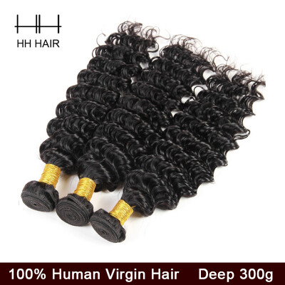 

HHHair Peruvian Deep Wave Virgin Hair 3 Bundles Wet and Wavy Virgin Deep Wave Peruvian Hair Bundles Peruvian Deep Curly Virgin Hai