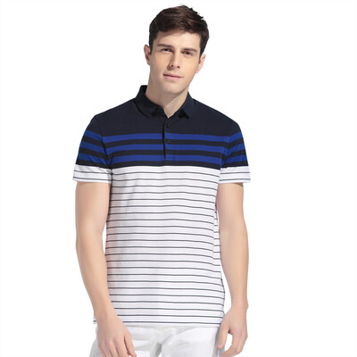 

HODO Polo Shirt Men Stripe Business Cotton Short Sleeve Shirt