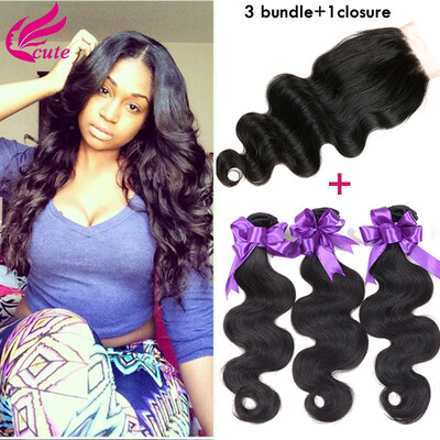 

Brazilian Human Hair with Closure Nature Color Brazilian Virgin Hair With Closure 34 Brazilian Body Wave Bundles With Closure
