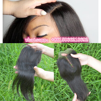 

Brazilian lace closure 44 Brazilian virgin hair closure Straight middle part free part 2 options 10 to 24 inch