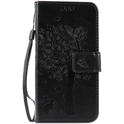 

Black Tree Design PU Leather Flip Cover Wallet Card Holder Case for HUAWEI Enjoy 5s