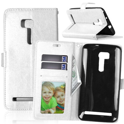 

White Style Classic Flip Cover with Stand Function and Credit Card Slot for Asus ZenFone Zoom ZX551ML