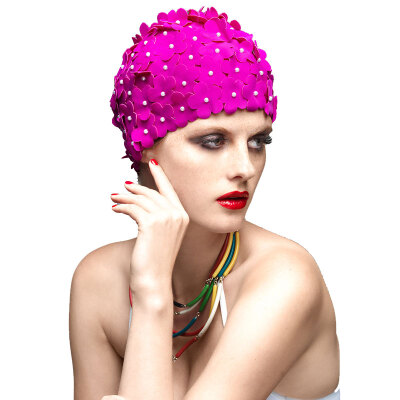 

Van der Ang balneaire swimming cap female long hair short hair comfortable fashion handmade petal three-dimensional flower swimming cap large 30053 purple