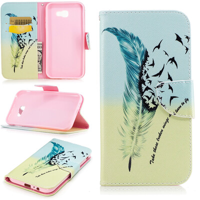 

Feathers&birds Design PU Leather Flip Cover Wallet Card Holder Case for SAMSUNG Galaxy A7 2017