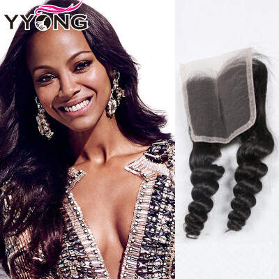 

YYONG Hair Products 4*4 Inch Lace Closure Top Peruvian Loose Wave Lace Closure Bleached Knots Human Hair Closure Free Shipping