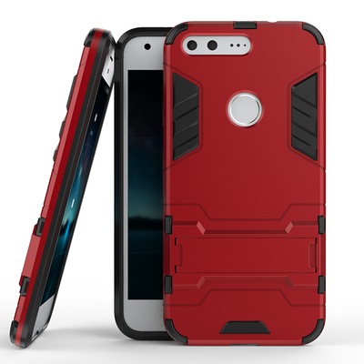 

Red Slim Robot Armor Kickstand Shockproof Hard Rugged Rubber Back Case For Google Pixel