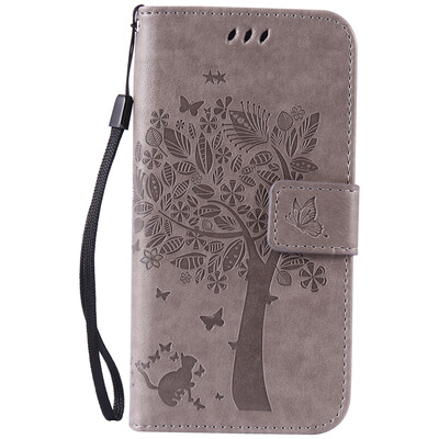 

Gray Tree Design PU Leather Flip Cover Wallet Card Holder Case for SAMSUNG S6